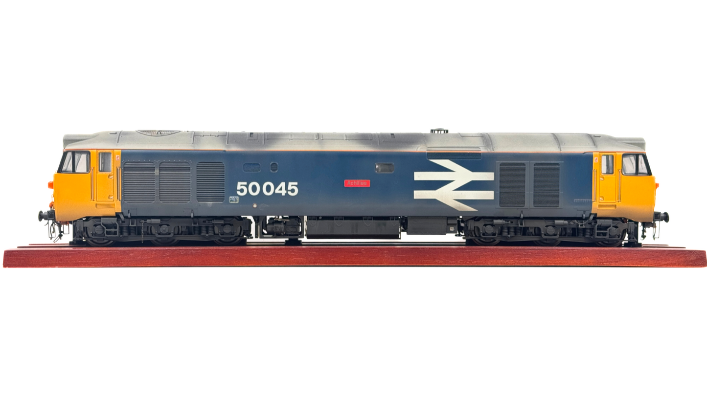 HELJAN O GAUGE - CLASS 50 DIESEL 50045 BR LARGE LOGO ACHILLES WEATHERED/RENAMED