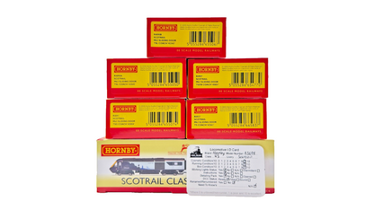 HORNBY OO GAUGE - R3698 - SCOTRAIL CLASS 43 HST TWIN PACK & 5 MK3 COACHES BOXED