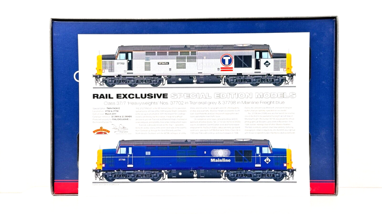 BACHMANN 00 GAUGE - 32-390XDS - CLASS 37 TRANSRAIL MAINLINE DIESEL SET DCC SOUND