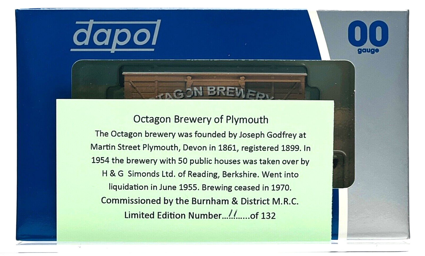 DAPOL 00 GAUGE - OCTAGON BREWERY PLYMOUTH VENT VAN NO.4 (BURNHAM LIMITED ED)