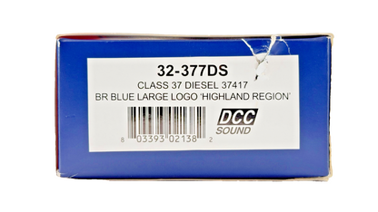 BACHMANN OO GAUGE - 32-377DS - CLASS 37 37417 LARGE LOGO HIGHLAND REGION W/SOUND