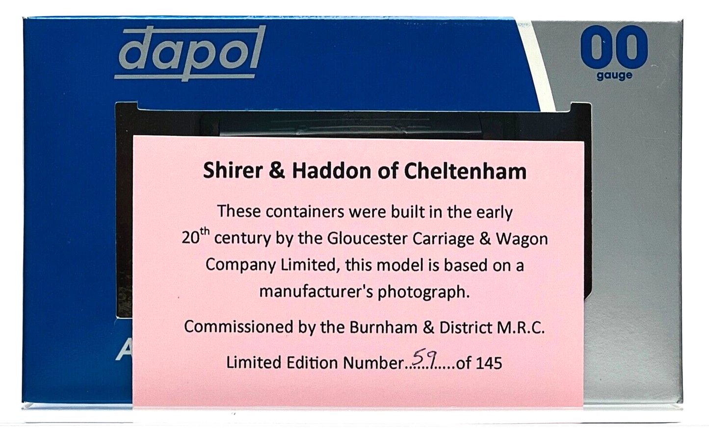 DAPOL 00 GAUGE - SHIRER & HADDON CHELTENHAM SR CONFLAT  (BURNHAM LIMITED ED)