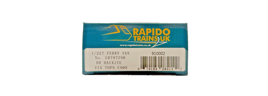 RAPIDO OO GAUGE - 910002 - 1/227 FERRY VAN NO.GB787298 BR BAUXITE VIX TOPS CODE