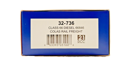 BACHMANN 00 GAUGE - 32-736 - CLASS 66 DIESEL 66846 COLAS RAIL FREIGHT BOXED