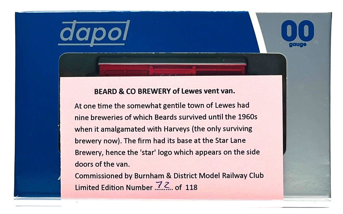 DAPOL 00 GAUGE - BEARD & CO STAR LANE BREWERY LEWES NO.5 (BURNHAM LIMITED ED)