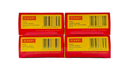HORNBY OO GAUGE - RAKE OF 4 ASSORTED L&SWR SOUTH WESTERN 4 WHEEL COACHES BOXED