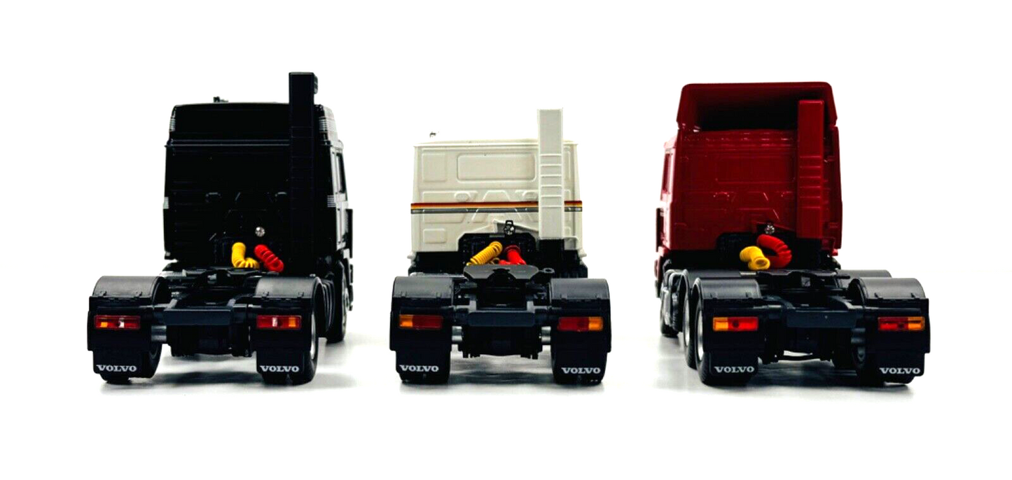 TEKNO 1/50 SCALE - 68619 - TBP SET VOLVO F10 F12 F16 BLACK WHITE RED CAB TRIPLE