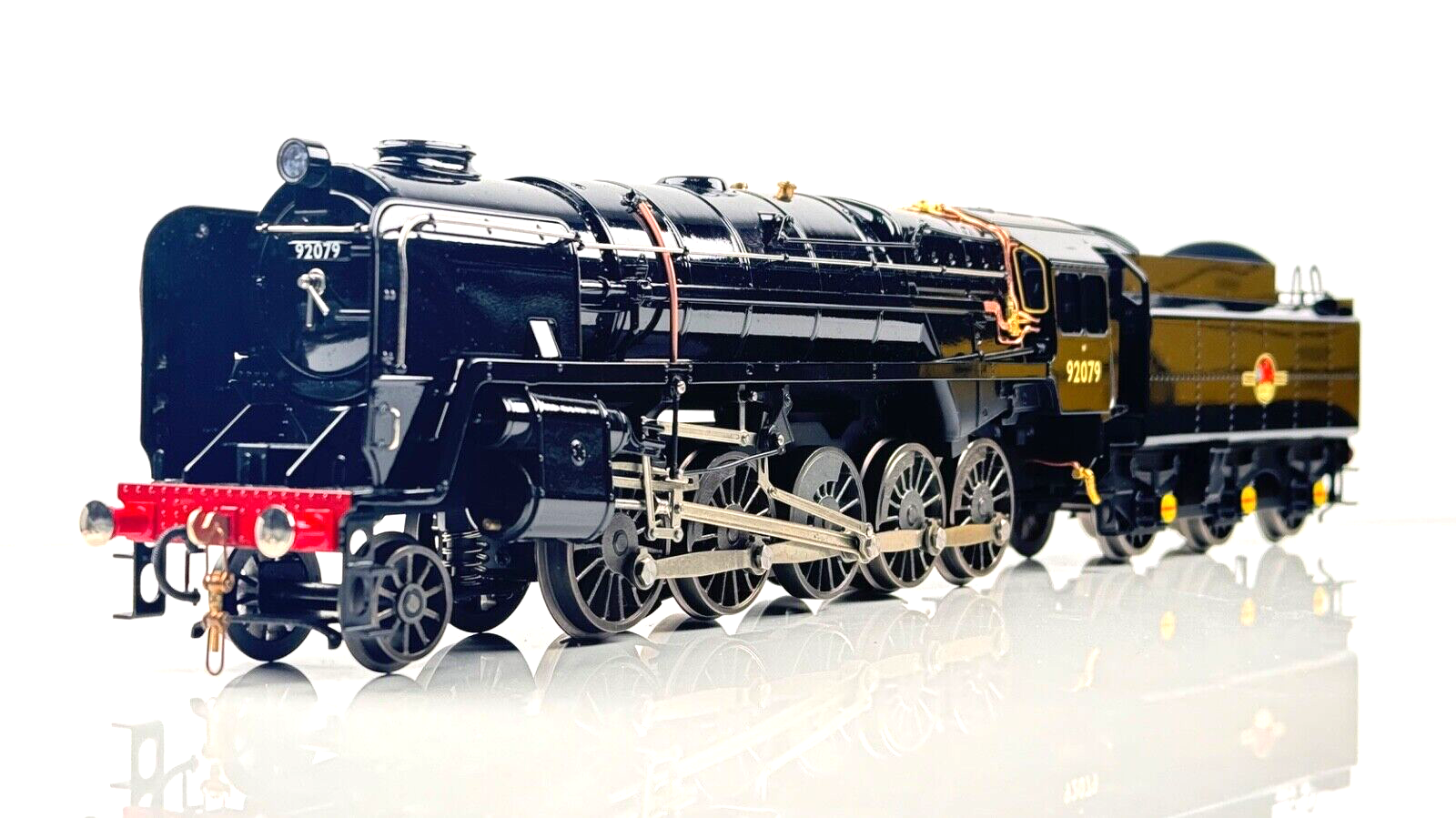 ACE TRAINS O GAUGE BR BLACK CLASS 9F LOCOMOTIVE 92079 GLOSS FINISH WITH LIGHT