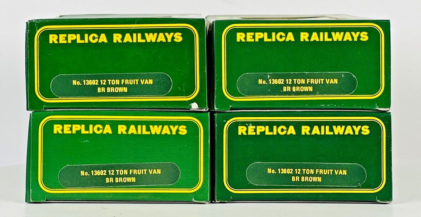 REPLICA RAILWAYS 00 GAUGE - 13602 - RAKE OF 4 '12 TON FRUIT VAN' BR BROWN BOXED