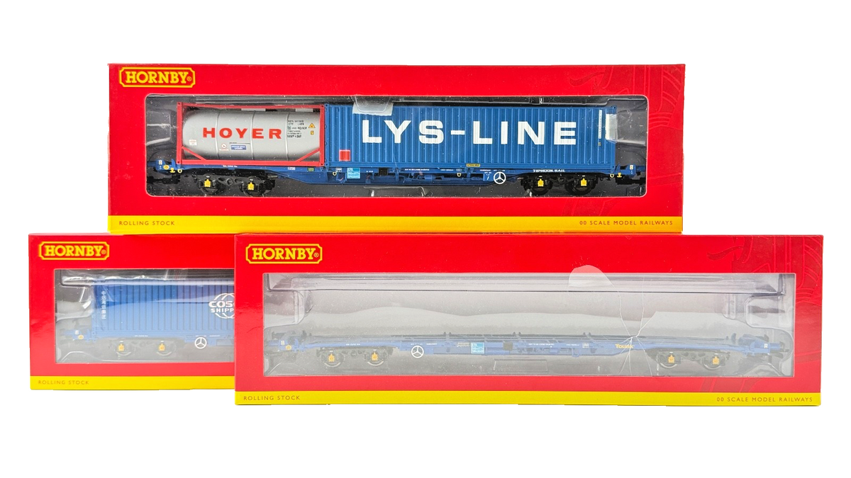 HORNBY OO GAUGE - R6536/R60045/R60132 - RAKE OF 3 KFA CONTAINER WAGONS BOXED