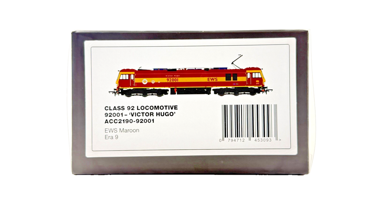 ACCURASCALE OO GAUGE - ACC2190 - CLASS 92 LOCO 92001 EWS VICTOR HUGO BOXED