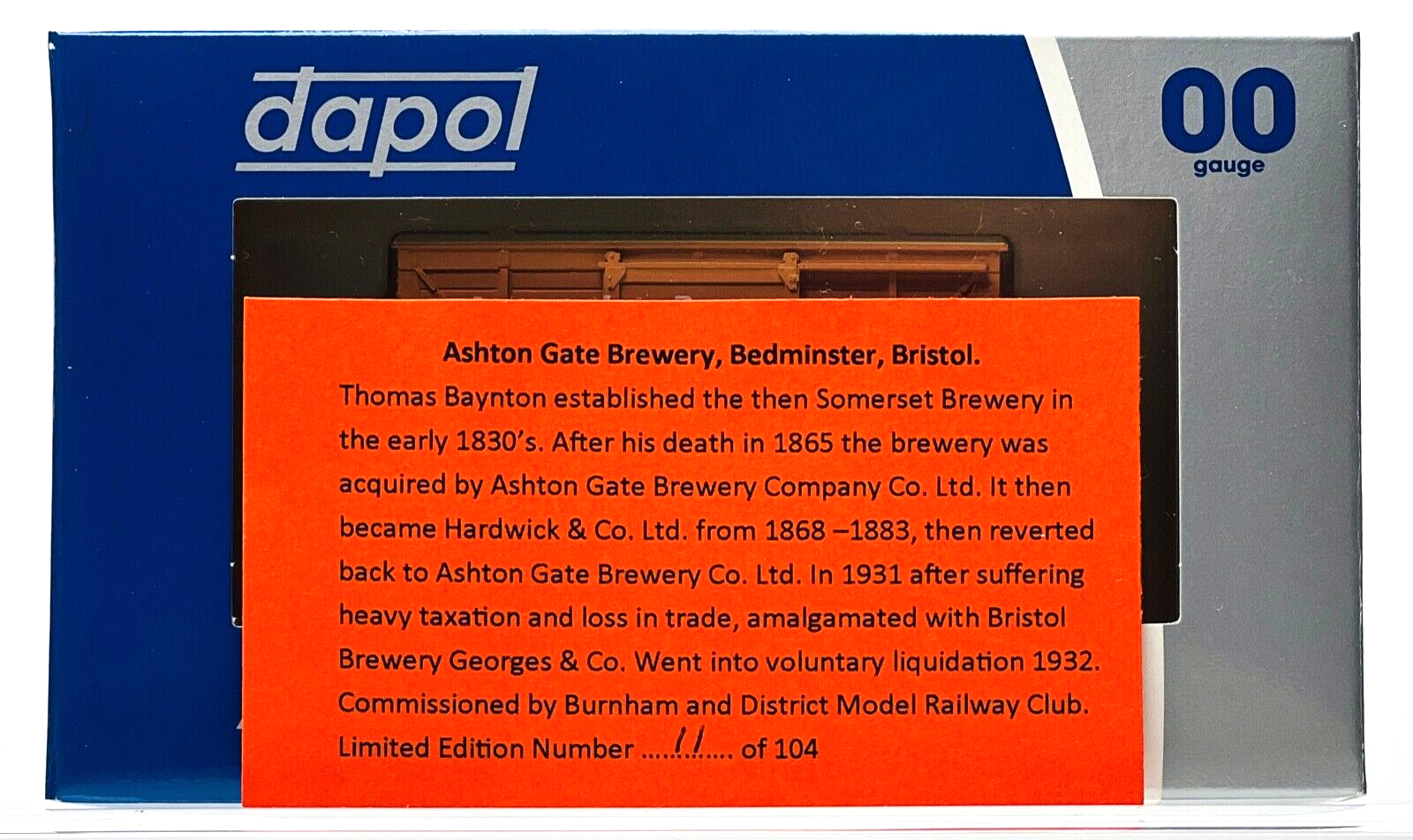 DAPOL 00 GAUGE - ASHTON GATE BREWERY CO LTD BEDMINSTER 2 (BURNHAM DMRC LTD ED)