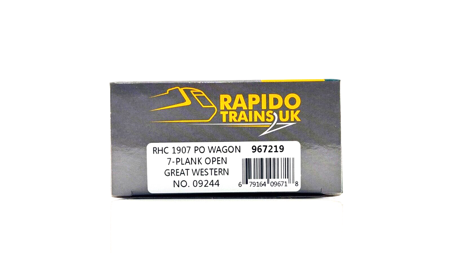 RAPIDO 00 GAUGE - 967219 - RHC 1907 PO WAGON 7 PLANK GREAT WESTERN - BOXED