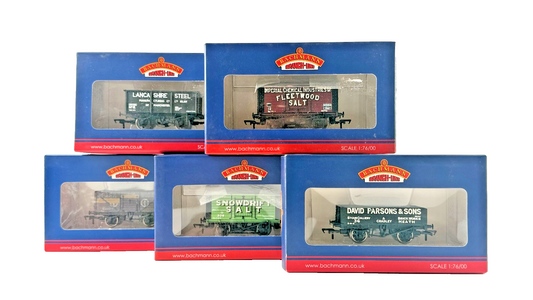 BACHMANN OO GAUGE - MIXED RAKE OF 5 WAGONS WIGAN SNOWDRIFT ICI PARSON LANCASHIRE