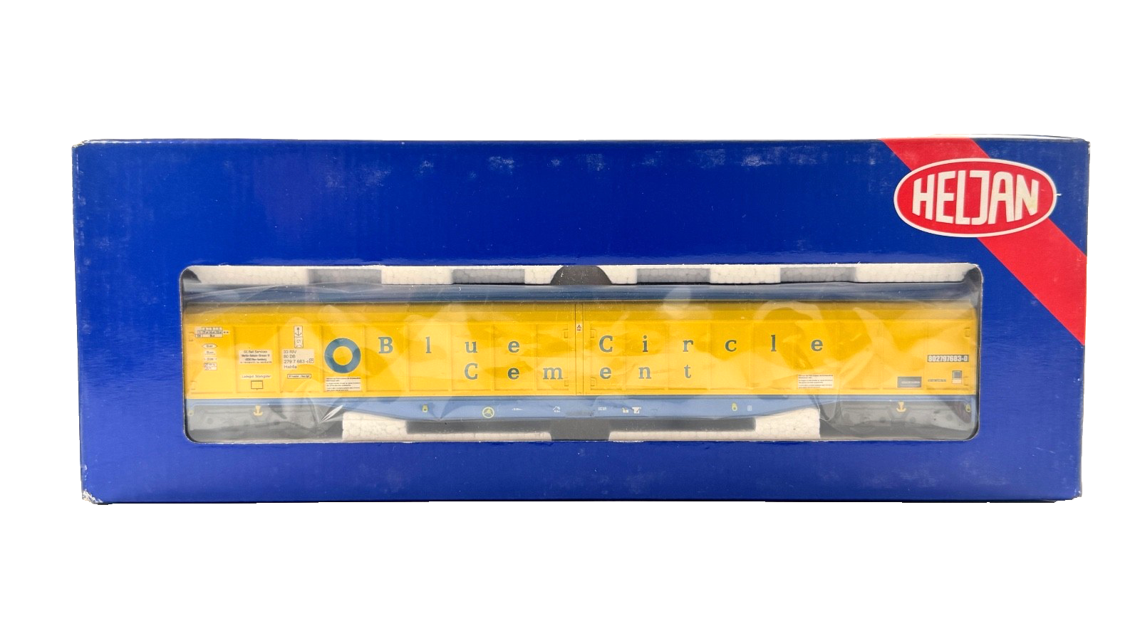 HELJAN OO GAUGE - 5003 - BLUE CIRCLE CEMENT BLUE & YELLOW CARGOWAGGON BOXED