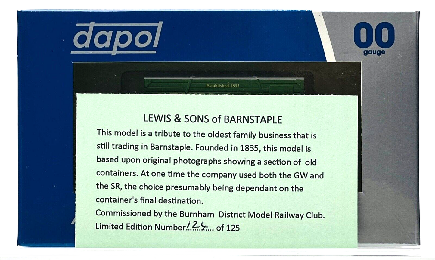 DAPOL 00 GAUGE - LEWIS & SONS BARNSTAPLE FURNITURE REMOVER (BURNHAM DMRC LTD ED)