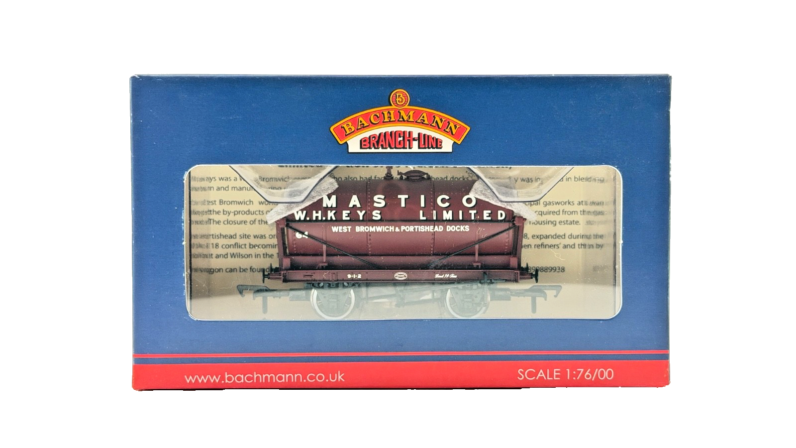 BACHMANN 00 GAUGE - 37-659X - 14 TON TANK WAGON MASTICO NO.64 (WARLEY)