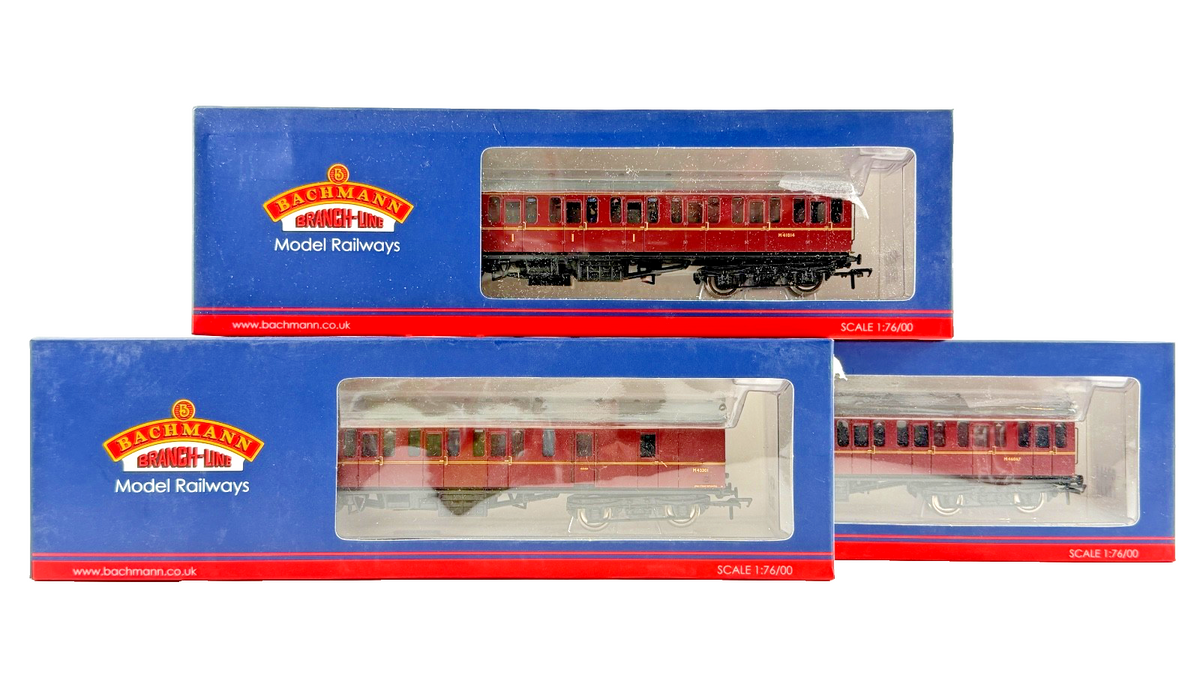 BACHMANN OO GAUGE - 34-604C/34-630B/34-700C - 3 X MK1 SUBURBAN BR MAROON COACHES