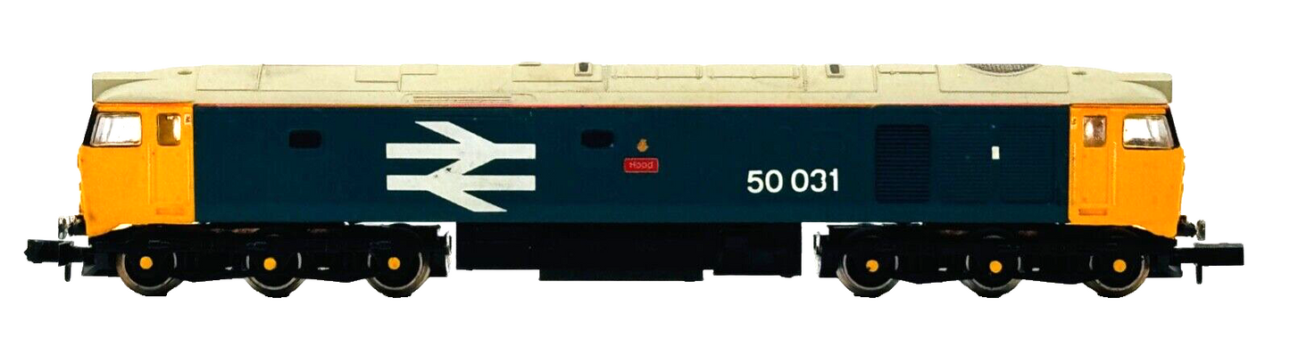 CJM/GRAHAM FARISH N GAUGE - CLASS 50 DIESEL 50031 LARGE LOGO 'HOOD' BOXED