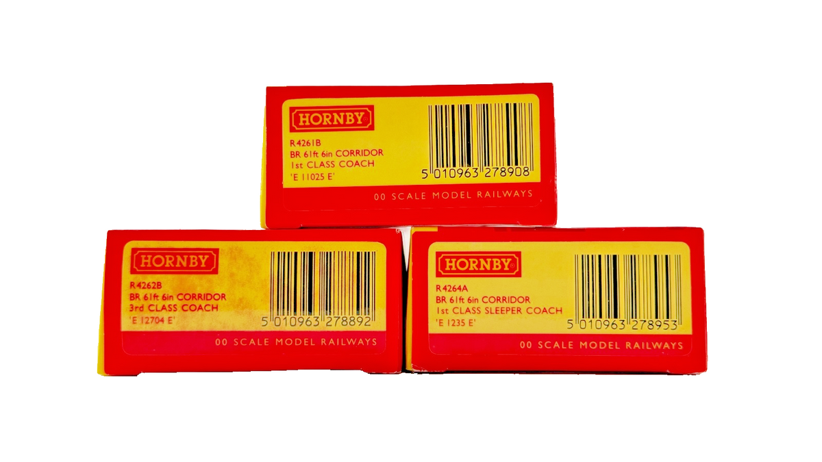HORNBY OO GAUGE - R4261B/R4262B/R4264A - BR MAROON 61FT 6IN GRESLEY COACHES X 3