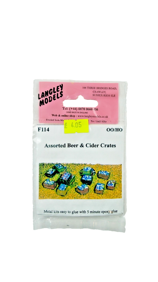 LANGLEY MODELS OO/HO SCALE - F114 - ASSORTED BEER CIDER CRATES (UNPAINTED METAL)