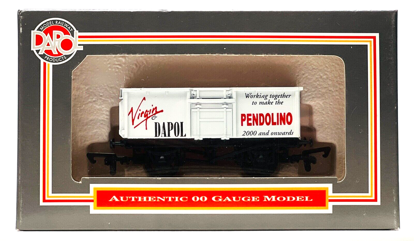 DAPOL 00 GAUGE - 'VIRGIN TRAINS PENDOLINO' PLANK WAGON WHITE (LIMITED EDITION)