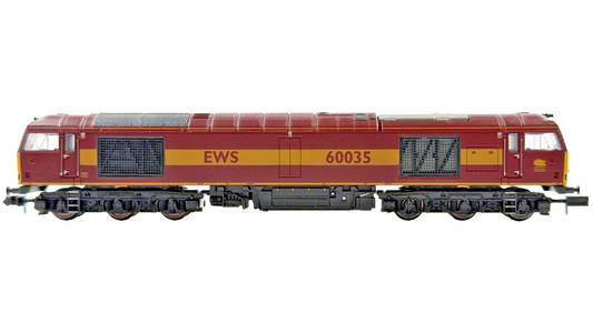 GRAHAM FARISH N GAUGE - 371-350A - CLASS 60 DIESEL LOCOMOTIVE 60035 EWS MAROON