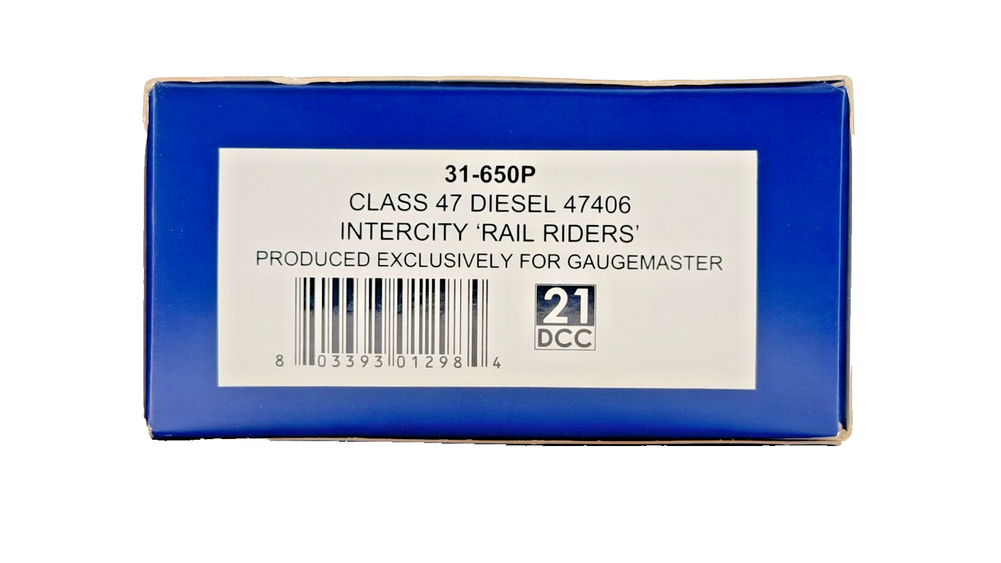 BACHMANN 00 GAUGE - 31-650P - CLASS 47 DIESEL 47406 INTERCITY RAIL RIDERS BOXED