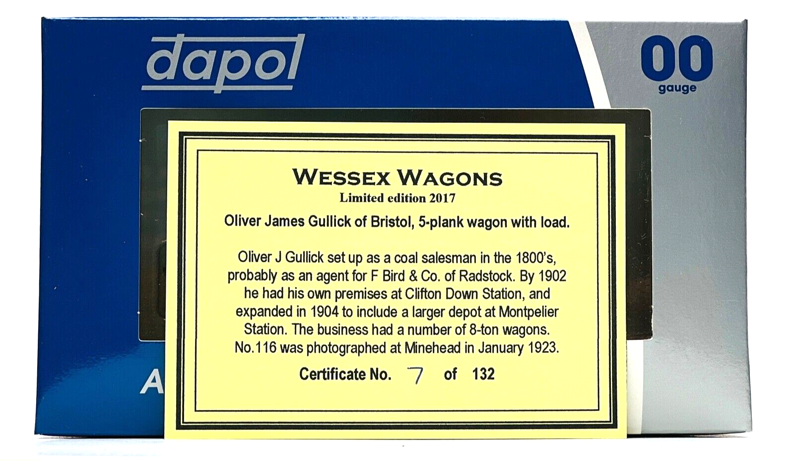 DAPOL 00 GAUGE - OLIVER JAMES GULLICK BRISTOL 5 PLANK WITH LOAD (WESSEX WAGONS)