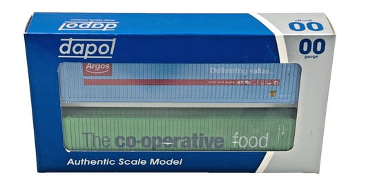 DAPOL 00 GAUGE - 4F-028-002 - ARGOS & COOP 45FT HIGH CUBE CONTAINERS (W) - BOXED
