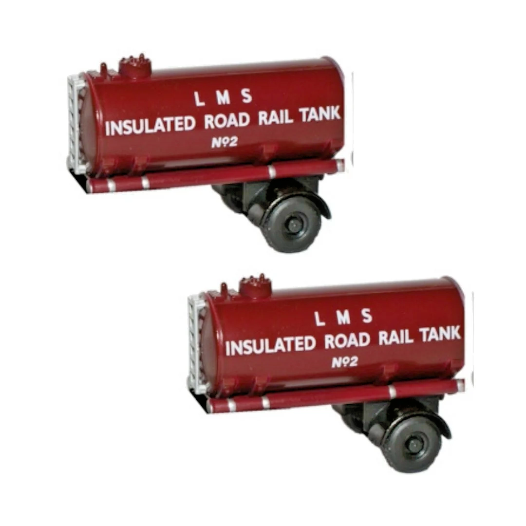 OXFORD DIECAST 1/76 SCALE - 76MH010T - LMS INSULATED ROAD RAIL TANK TRAILERS X 2