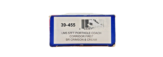 BACHMANN OO GAUGE - 39-455 - LMS 57FT PORTHOLE COACH CORRIDOR 1ST CRIMSON CREAM