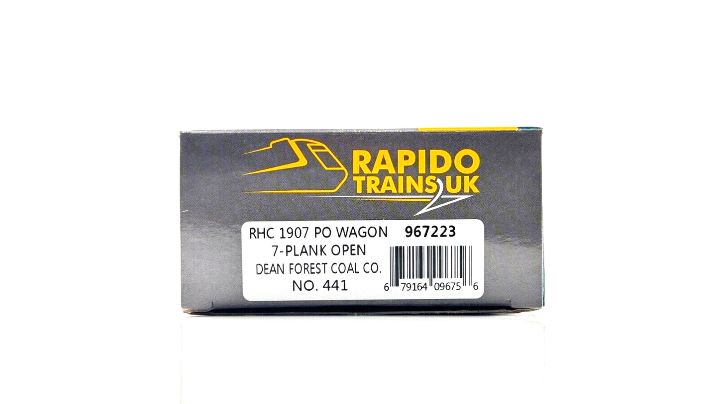 RAPIDO 00 GAUGE - 967223 - RHC 1907 PO WAGON 7 PLANK DEAN FOREST COAL - BOXED