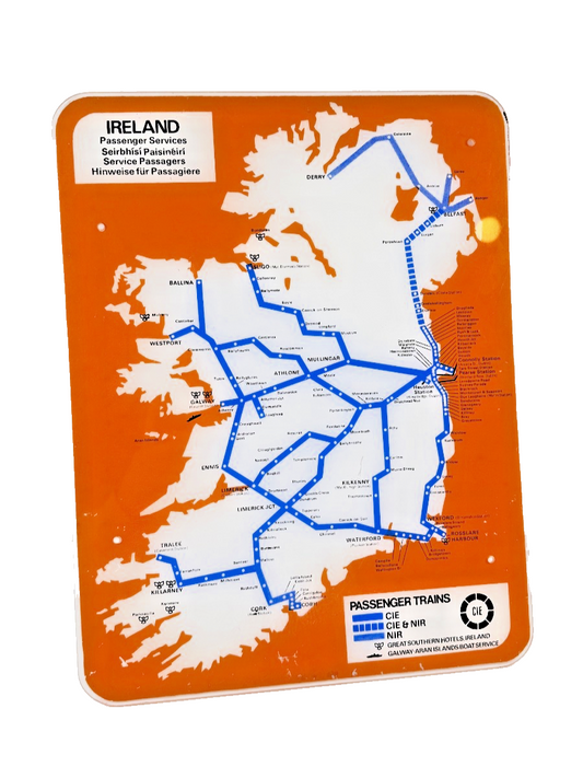 UNIQUE IRISH RAILWAYANA PASSENGER TRAIN PLASTIC COACH TRAIN ROUTE BOARD CIE NIR