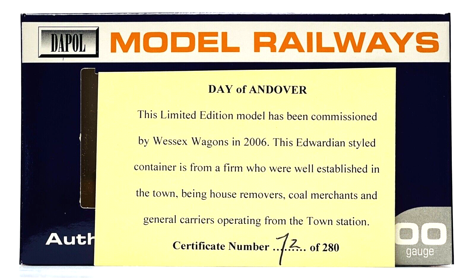 DAPOL 00 GAUGE - DAY & CO BRIDGE STREET ANDOVER CONFLAT 31927 (WESSEX WAGONS)