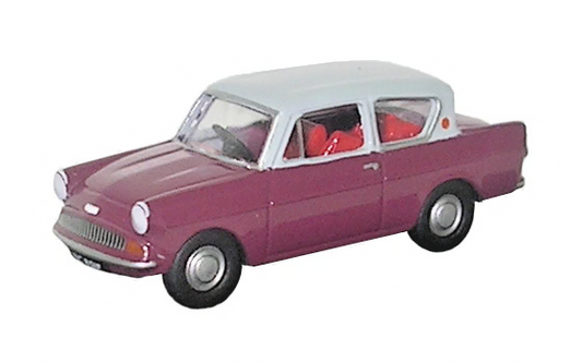 OXFORD DIECAST 1/76 SCALE - 76105002 - ANGLIA CAR MAROON GREY ROOF - NEW