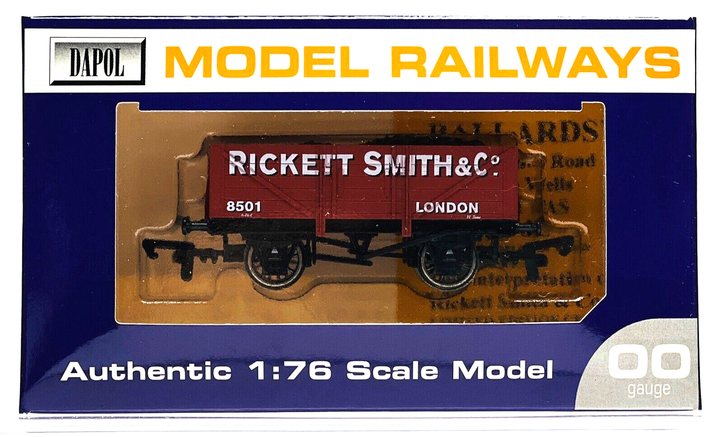 DAPOL 00 GAUGE - RICKETT SMITH & CO OF LONDON PLANK WAGON 8501 (LIMITED EDITION)