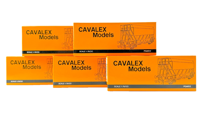 CAVALEX MODELS OO GAUGE - RAKE OF 5 ASSORTED PGA HOPPER WAGONS BOXED