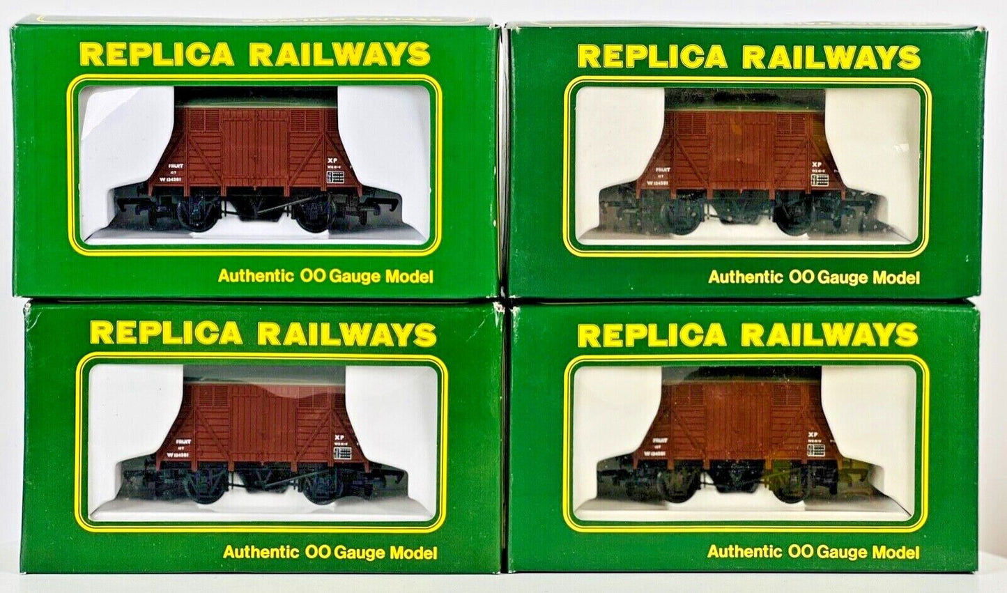 REPLICA RAILWAYS 00 GAUGE - 13602 - RAKE OF 4 '12 TON FRUIT VAN' BR BROWN BOXED