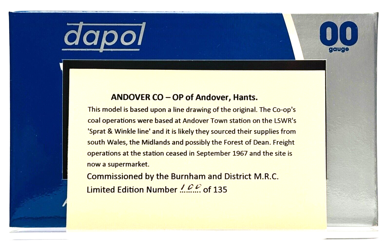 DAPOL 00 GAUGE - ANDOVER COOPERATIVE SOCIETY WAGON 4 (BURNHAM LIMITED EDITION)