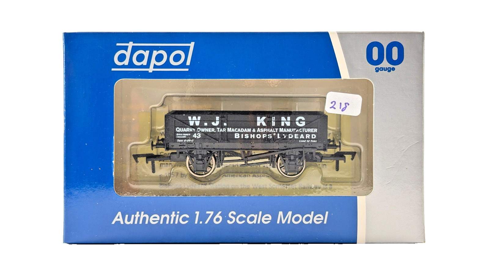 DAPOL 00 GAUGE - W J KING BISHOPS LYDEARD TARMACADAM WAGON 43 (LIMITED EDITION)