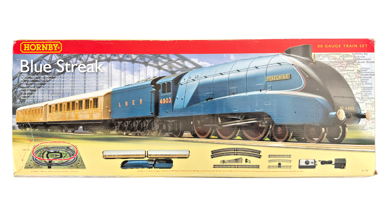 HORNBY 00 GAUGE - R1129 - BLUE STREAK PEREGRINE CLASS A4 TRAIN SET COMPLETE