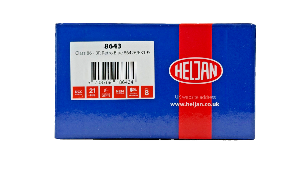HELJAN OO GAUGE - 8643 - CLASS 86 ELECTRIC 86426 E3195 BR RETRO BLUE BOXED