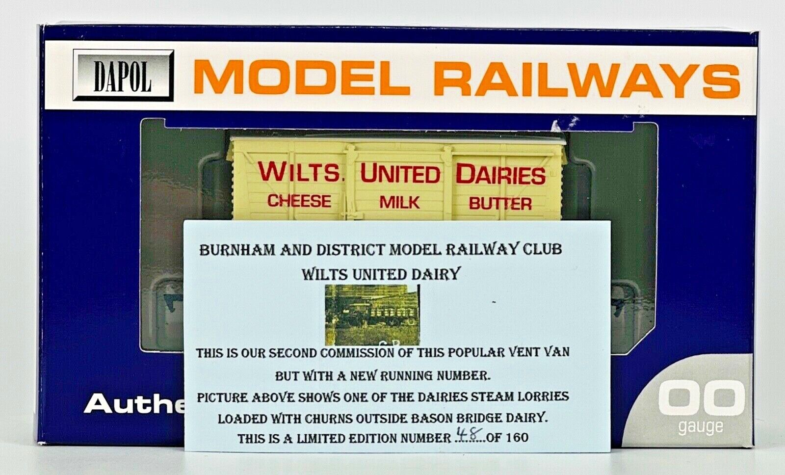 DAPOL 00 GAUGE - 'WILTS UNITED DAIRIES' NO.4 VENT VAN (BURNHAM DMRC LIMITED ED)