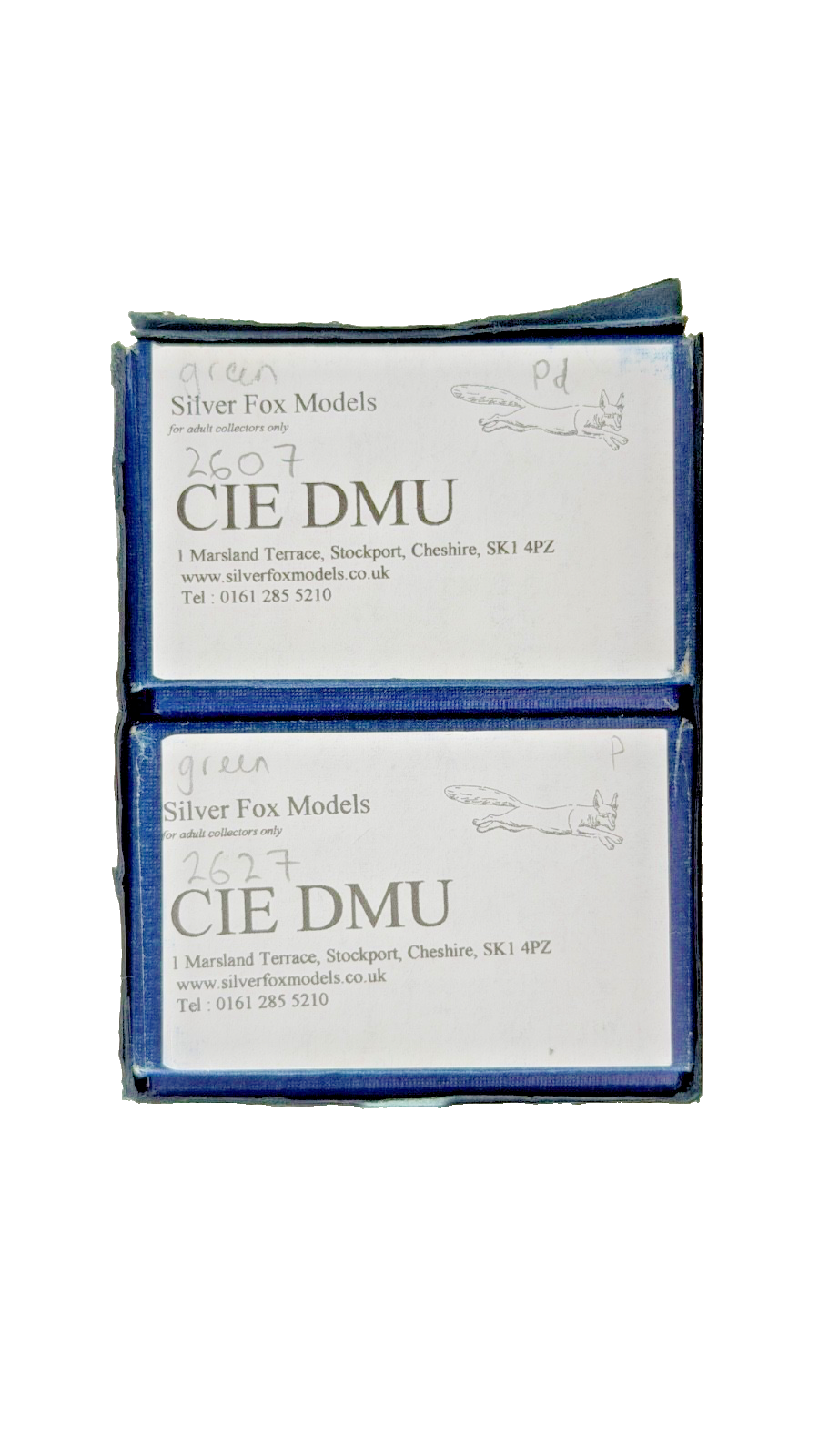 SILVER FOX MODELS OO GAUGE - CIE GREEN 2600 CLASS RAILCAR 2 CAR DMU 2607/2627