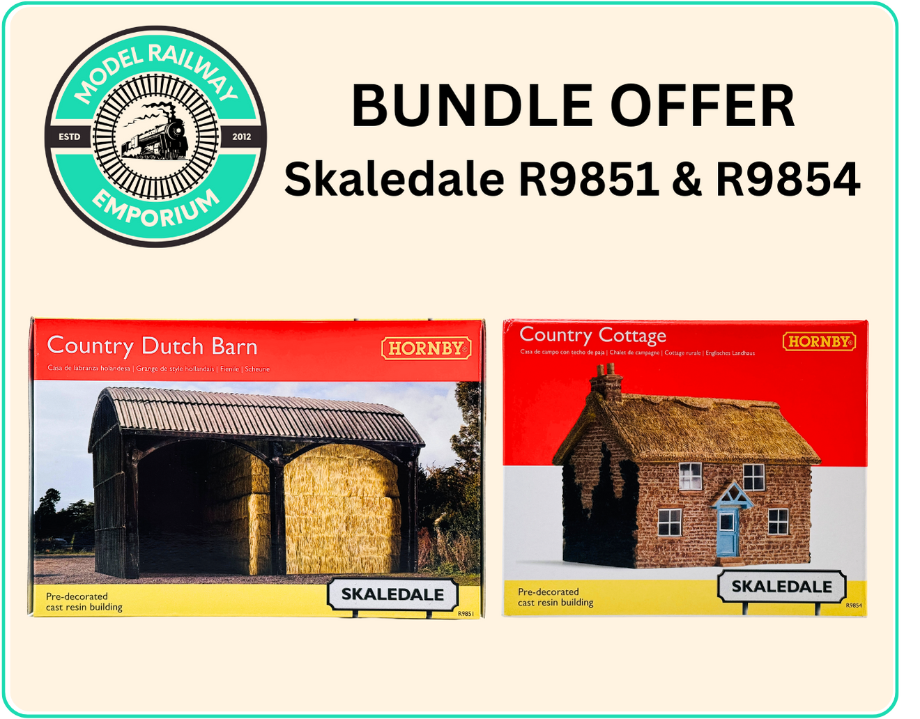 HORNBY 00 GAUGE SKALEDALE - R9851/R9854 - COUNTRY DUTCH FARM BARN/COTTAGE - NEW