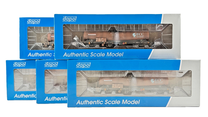 DAPOL OO GAUGE - RAKE OF 5 SILVER BULLET NACCO/ECC WEATHERED WAGONS BOXED