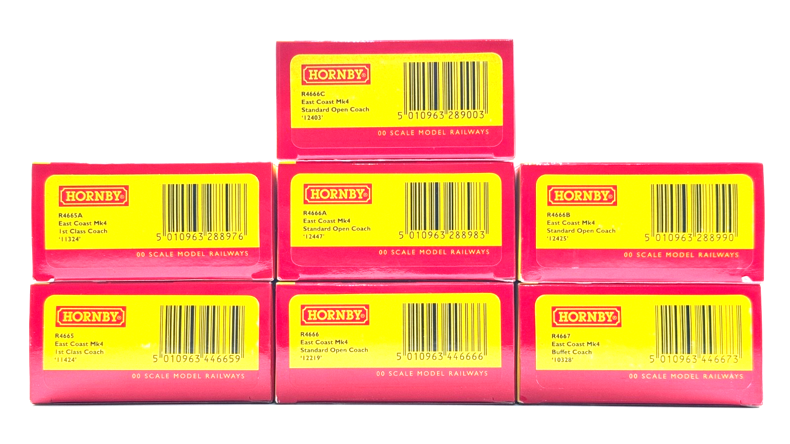 HORNBY 00 GAUGE - EAST TRAINS MK4 STANDARD/1ST CLASS/BUFFET CAR COACHES X 7