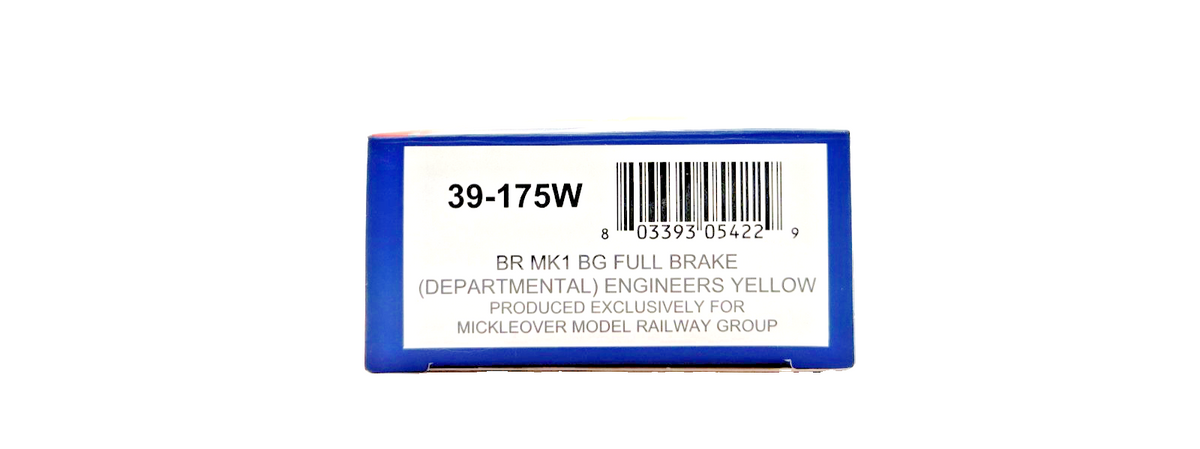 BACHMANN OO GAUGE - 39-175W - BR MK1 BG FULL BRAKE (DEPT) ENGINEERS YELLOW MRG