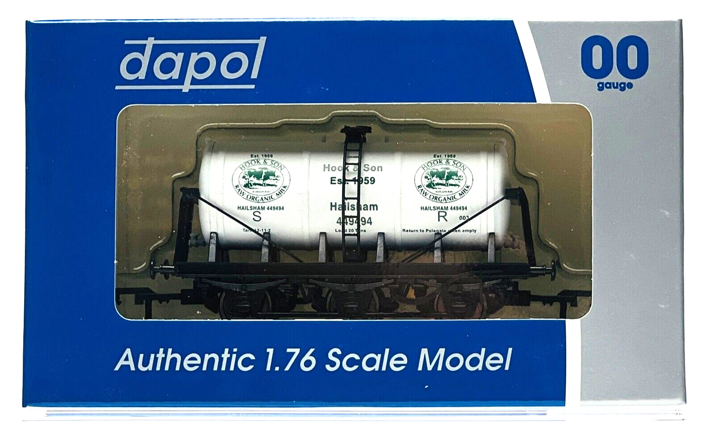 DAPOL 00 GAUGE - HOOK & SON HAILSHAM RAW MILK TANKER 003 (P) (SIMPLY SOUTHERN)